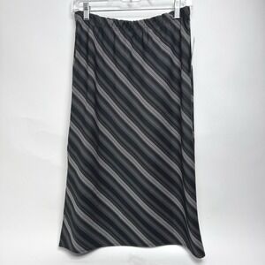 FORGOTTEN GRACE Black Grey Pull on Side Slit Midi Skirt NWT women's small